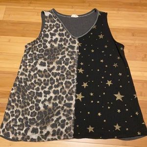 🖤 Bibi Contrast Leopard and Stars Tank